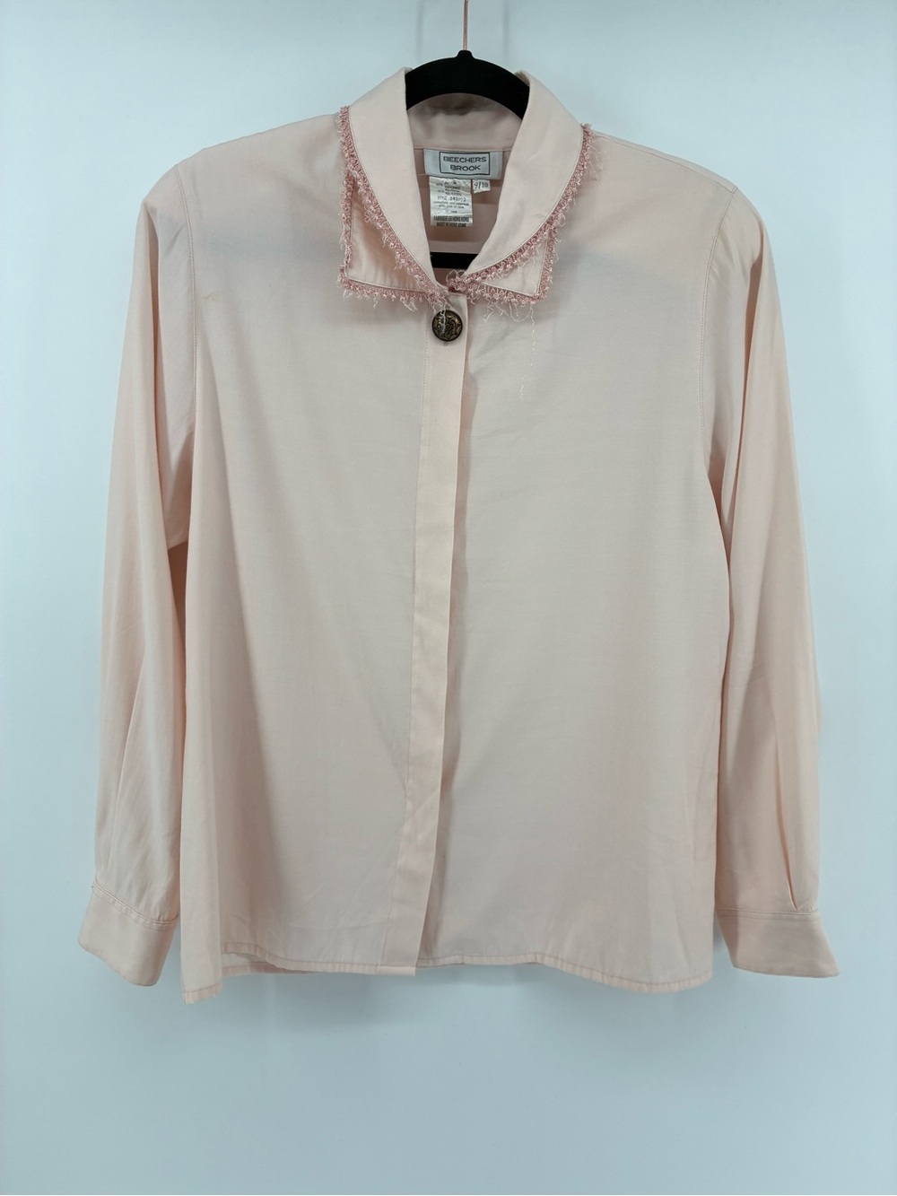 Vintage Pale Pink Blouse with Decorative Collar